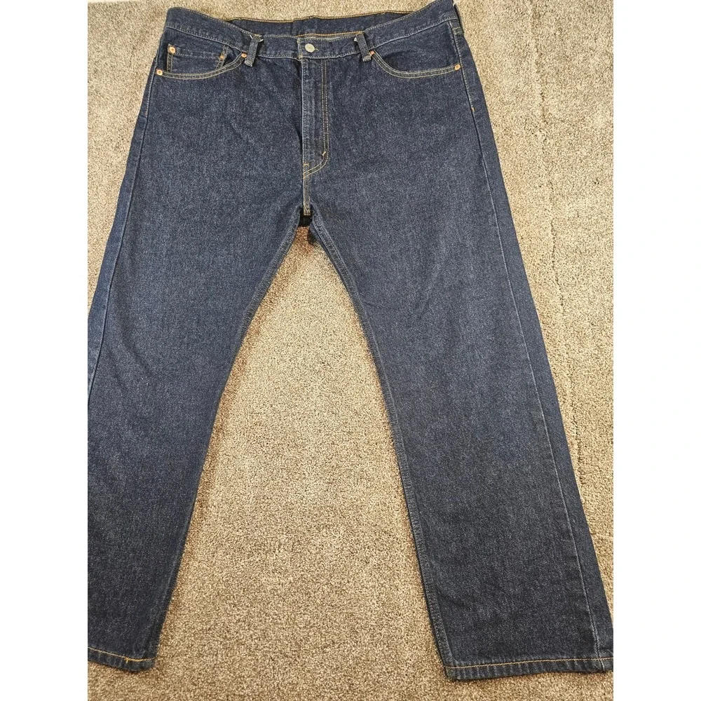 Levis 505 Regular Fit Jeans Mens 40x29 Dark Wash Indigo Blue Denim Straight Leg